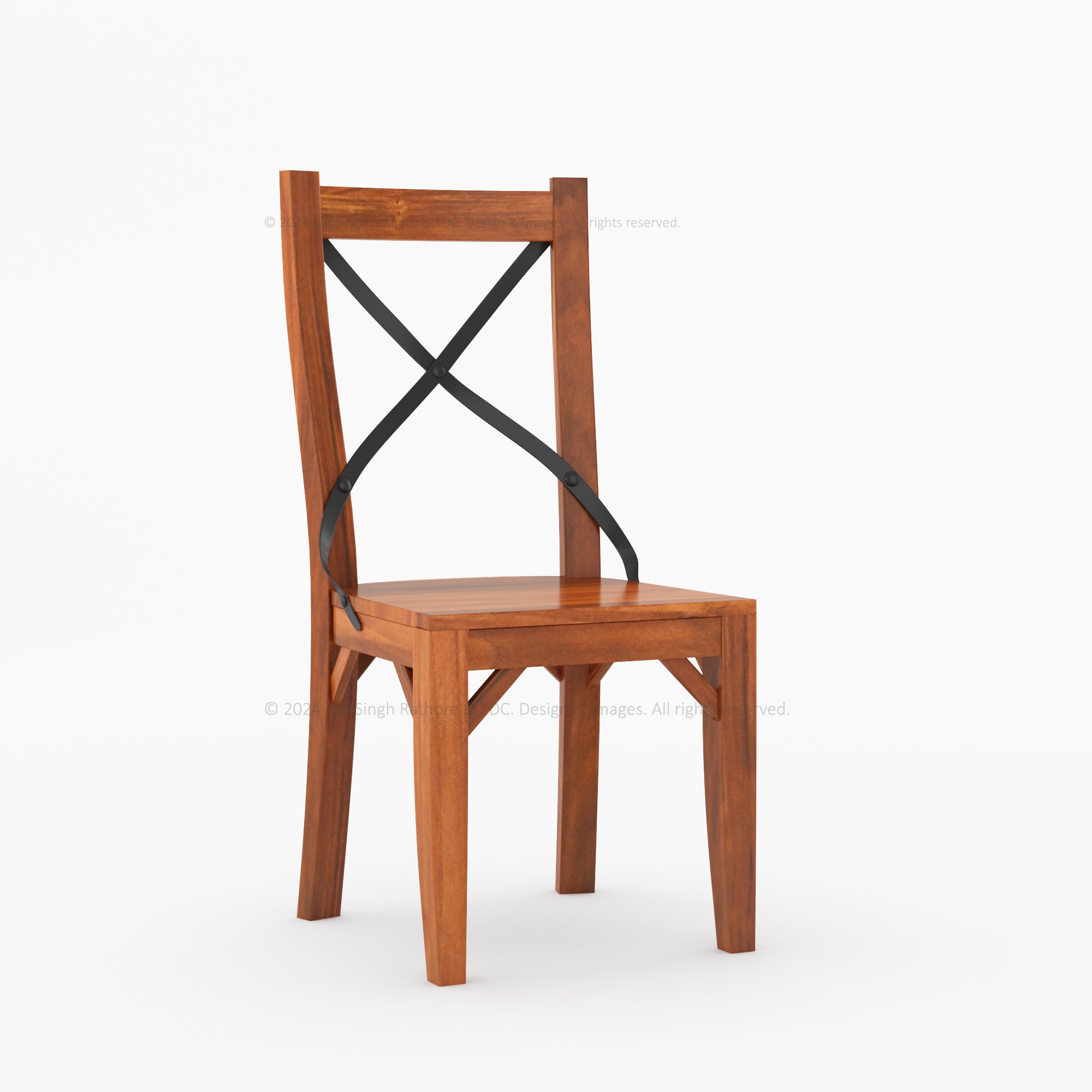 Troy Solid Wood Dining Chair with Iron Back Support