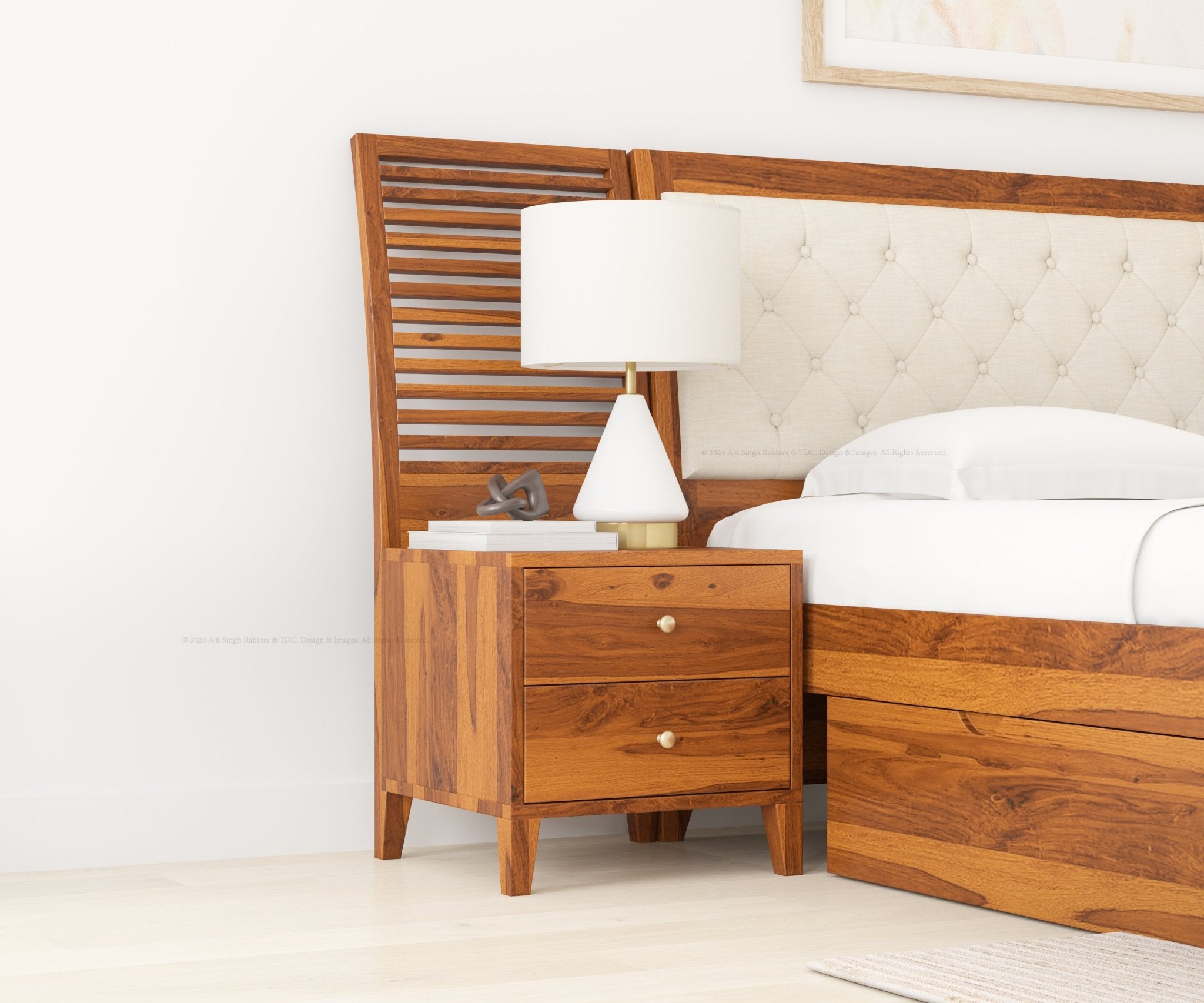 Roselle Nightstand with Shutter Back and Two Drawers