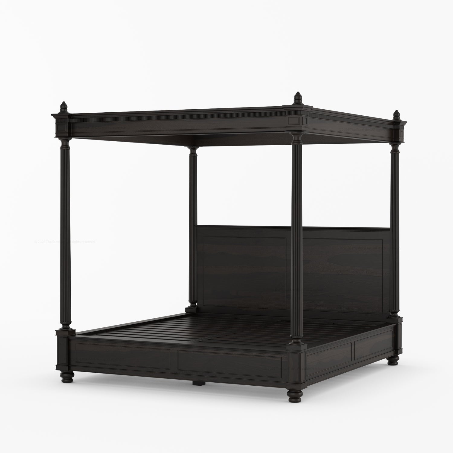 Kingman Grand Solid Wood Canopy Bed with Fluted Column Details