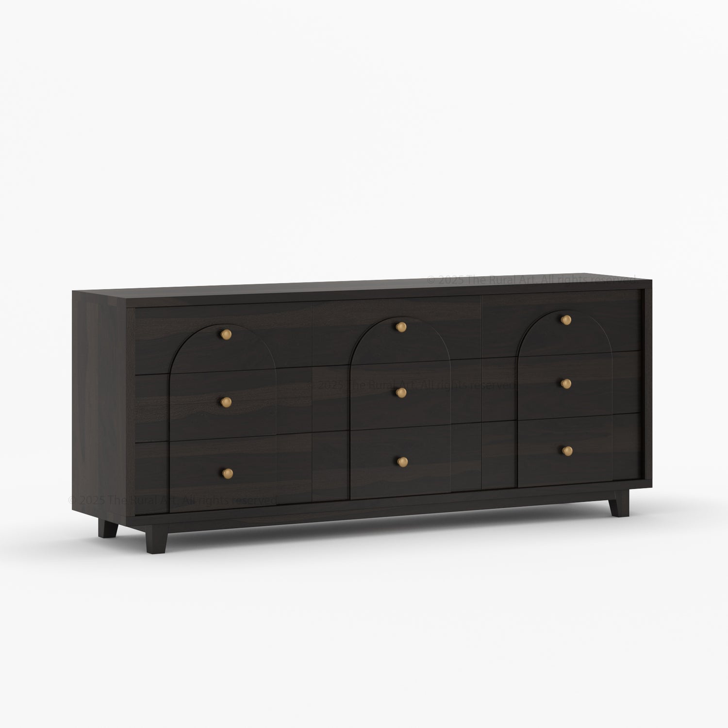 Livingston Solid Wood Dresser with Arched Front &amp; Brass Knobs