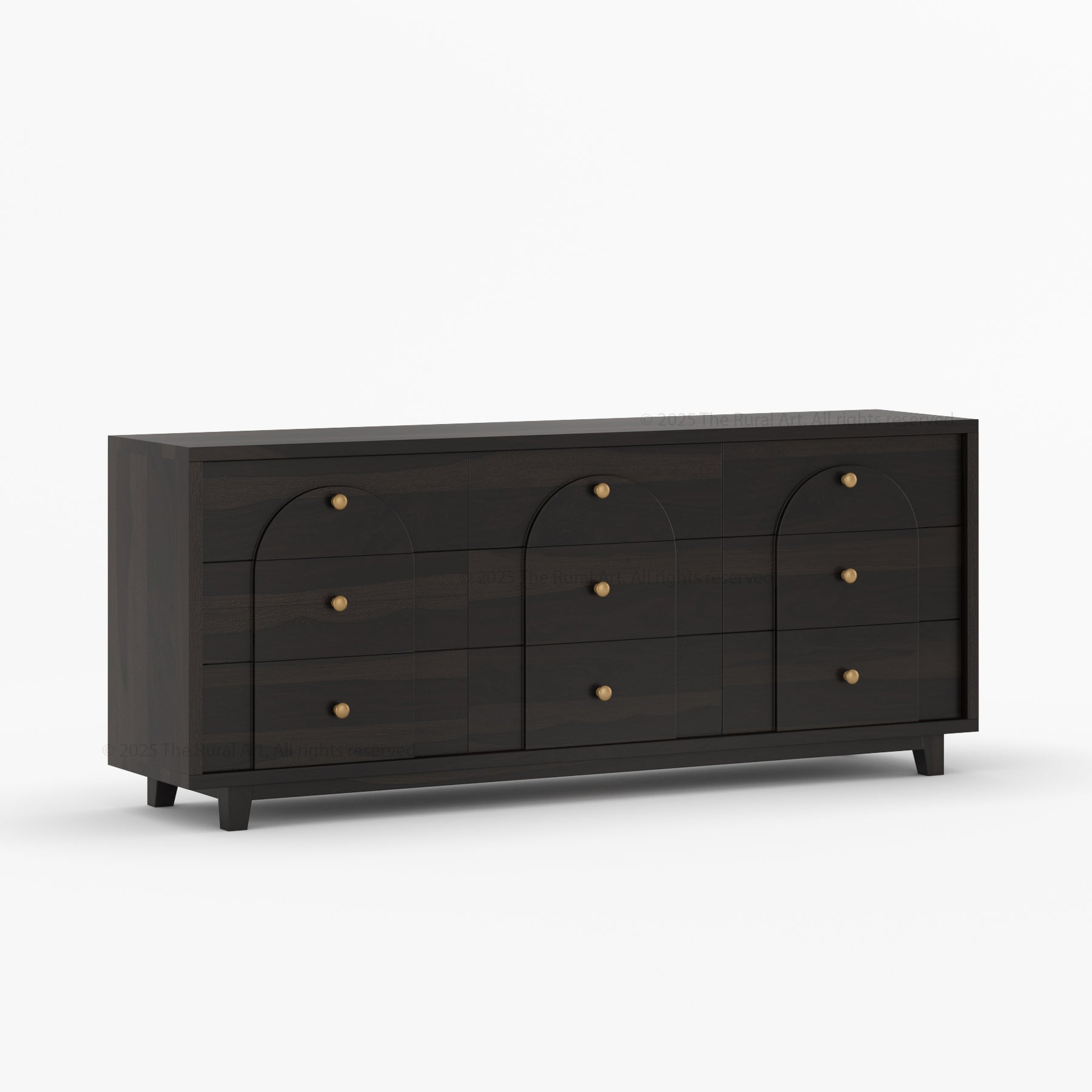 Livingston Solid Wood Dresser with Arched Front &amp; Brass Knobs
