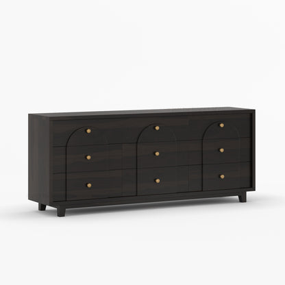 Livingston Solid Wood Dresser with Arched Front &amp; Brass Knobs