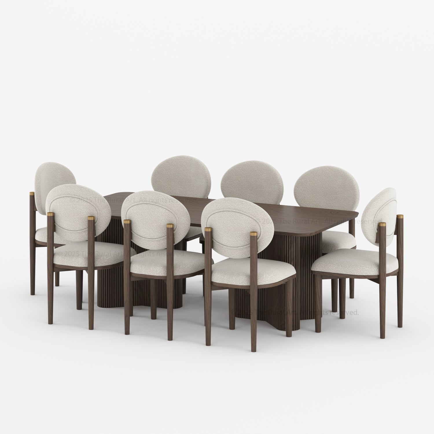 Valdez Fluted Dining Table &amp; Upholstered Chair Set