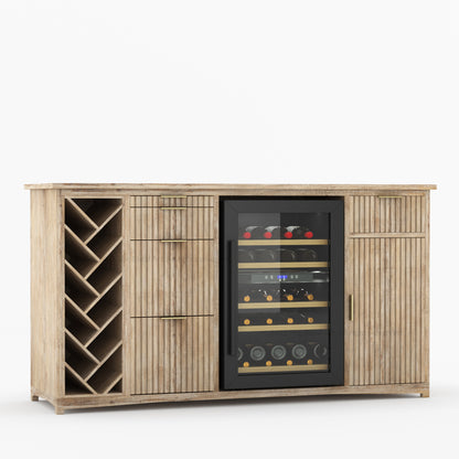 Florida Modern Fluted Wine Bar Cabinet with Mini Fridge Space