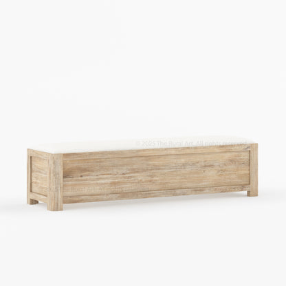 Beverly Bedside Bench | Solid Wood Frame with Upholstered Seat