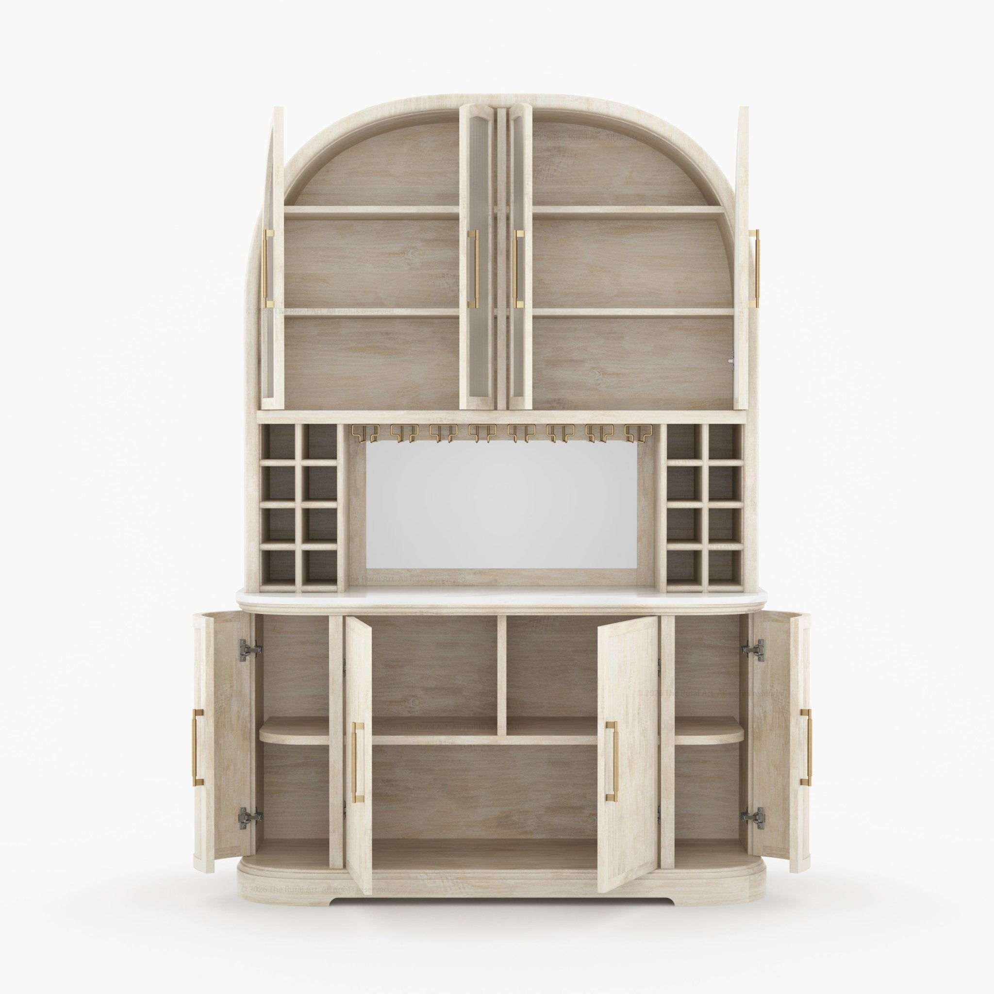 Tuscany Arched Wine Bar Cabinet with Makrana Marble