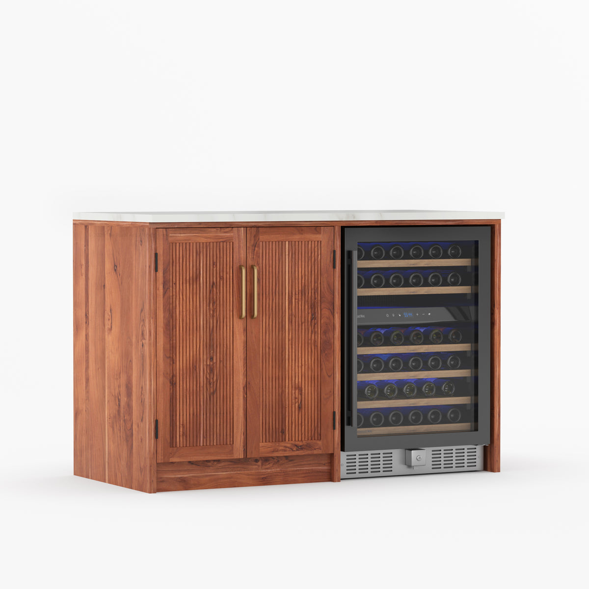 Fresno Modern Solid Wood Wine Bar Cabinet with Fridge Cutout