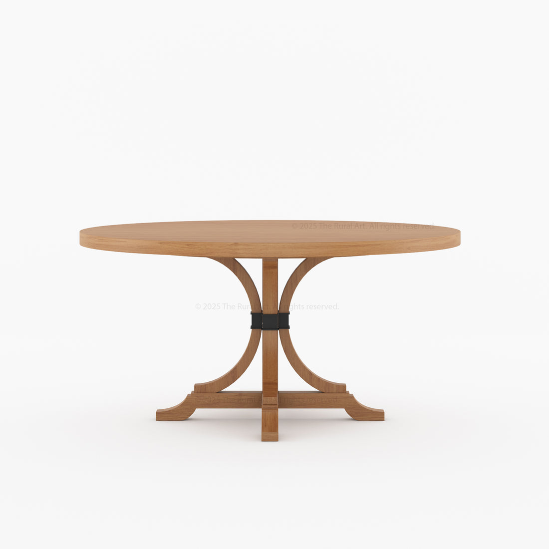 Miami Round Solid Wood Dining Table with Iron Accent Pedestal