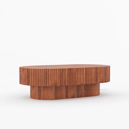 Cullman Teak Wood Oval Fluted Coffee Table