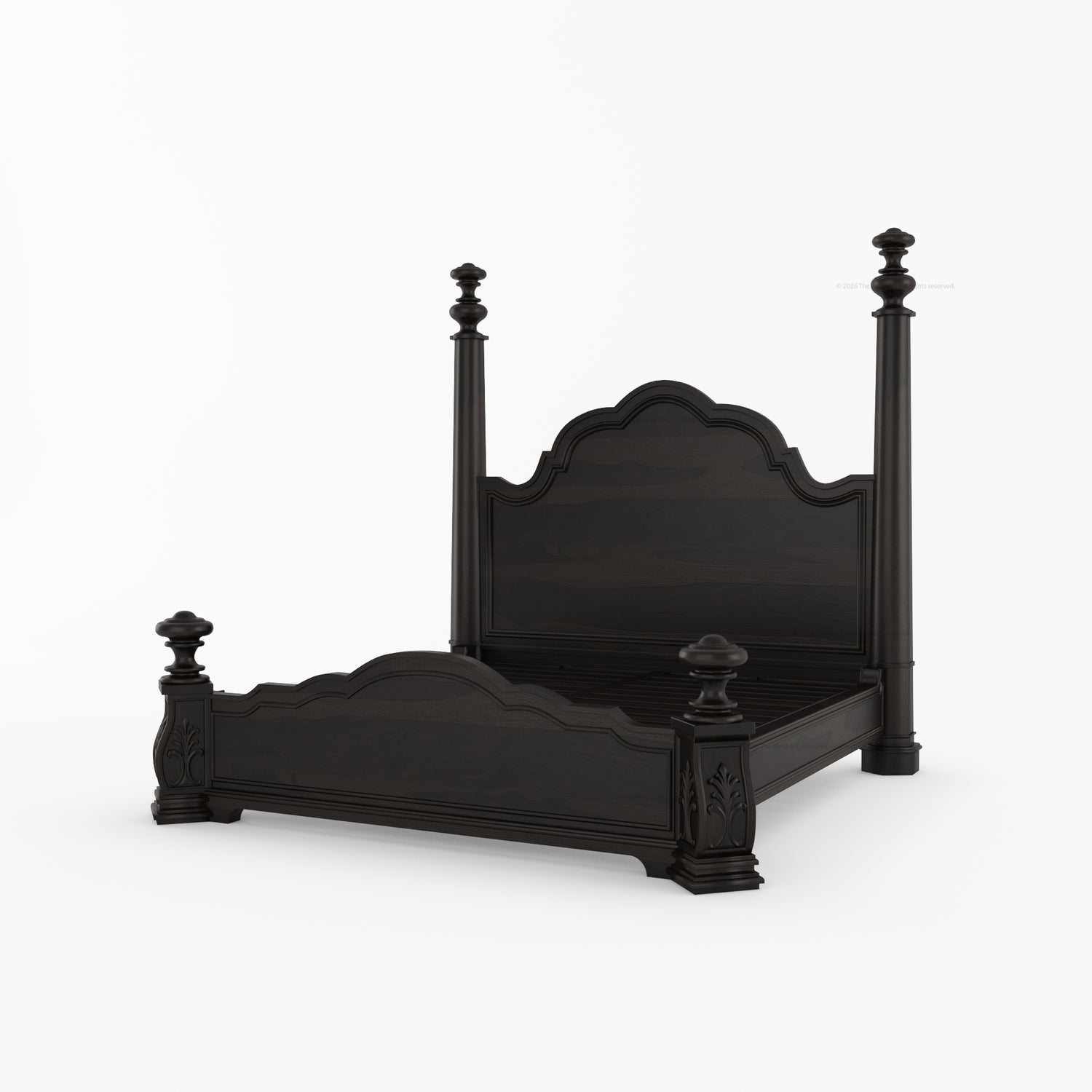 Alexander Hand-Carved Solid Wood Four Poster Bed