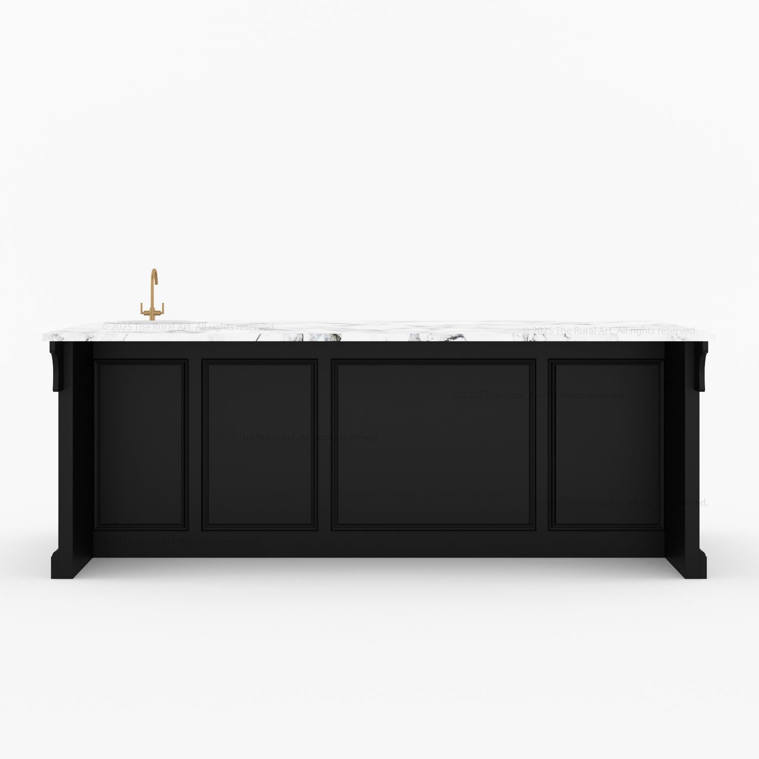 Sonoma Fluted Kitchen Island with Sink &amp; Quartz Top