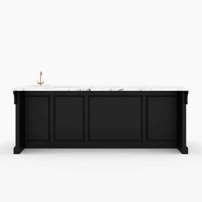 Sonoma Fluted Kitchen Island with Sink &amp; Quartz Top