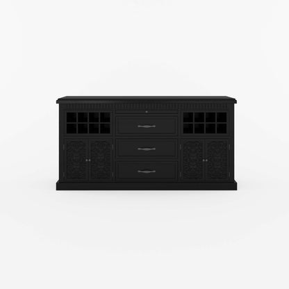 Jackson Solid Wood Sideboard Buffet with Hand-Carved Detailing &amp; Wine Storage