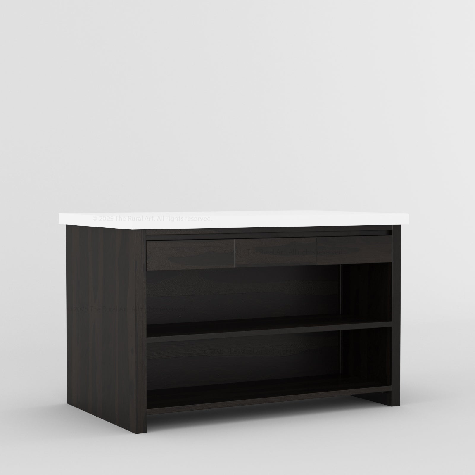 Dothan Solid Wood Kitchen Island with Quartz Top &amp; Seating