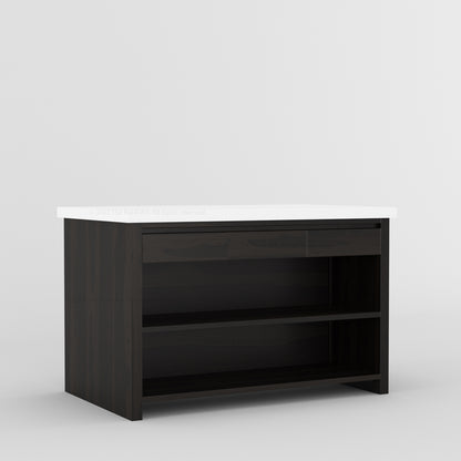 Dothan Solid Wood Kitchen Island with Quartz Top &amp; Seating