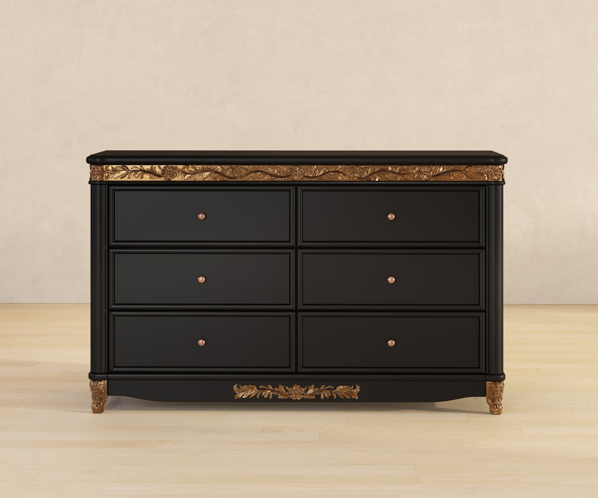 Versailles Grandeur Solid Wood Dresser with Gold Leaf Carved Details