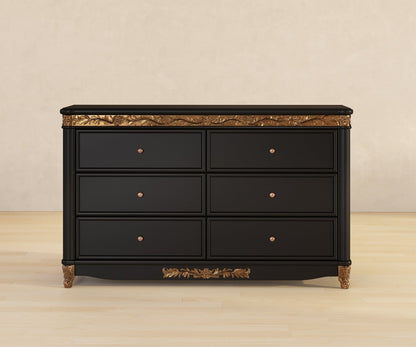 Versailles Grandeur Solid Wood Dresser with Gold Leaf Carved Details