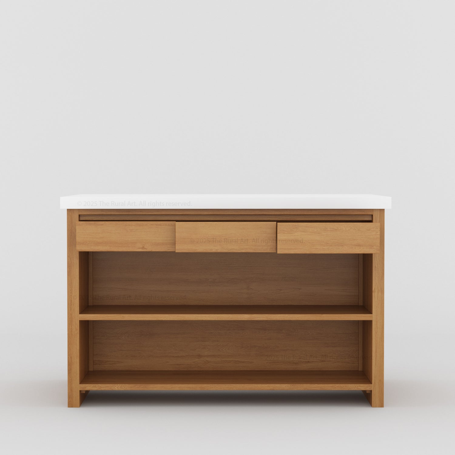 Dothan Solid Wood Kitchen Island with Quartz Top &amp; Seating