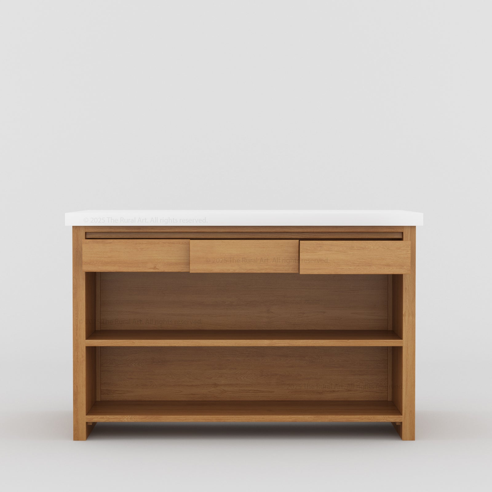 Dothan Solid Wood Kitchen Island with Quartz Top &amp; Seating