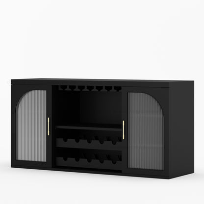 Shelbyville Arched Fluted-Glass Wine Bar Cabinet