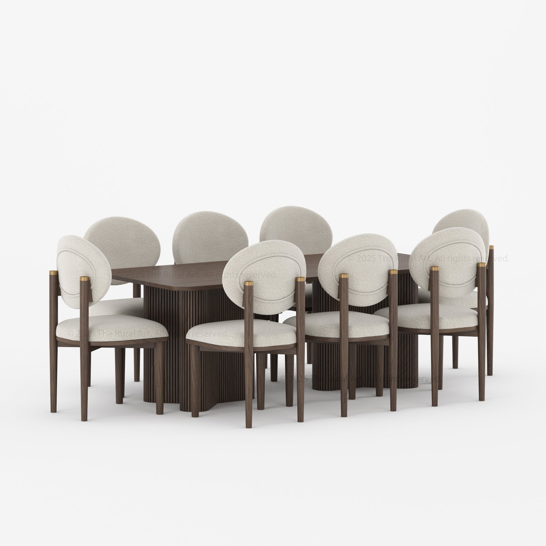 Valdez Fluted Dining Table &amp; Upholstered Chair Set