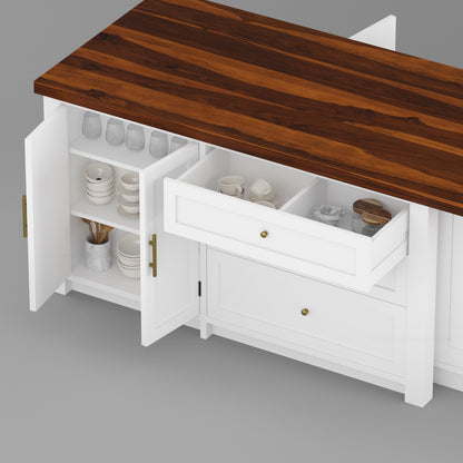 Danville Solid Wood Kitchen Island with Built-In Wine Cooler &amp; Storage Cabinets