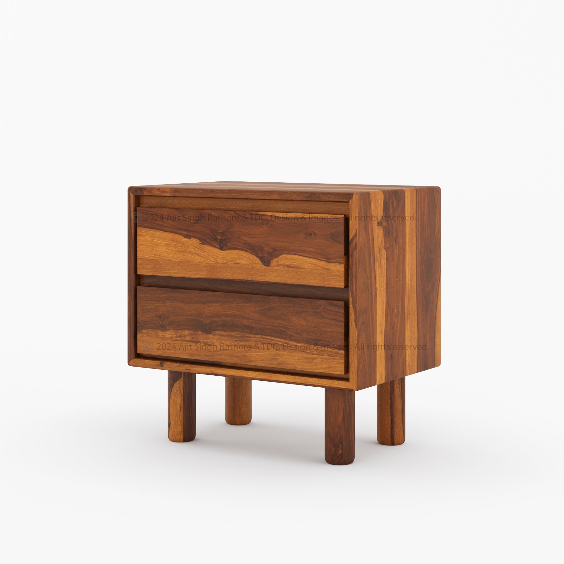 Carmel Premium Solid Indian Rosewood Nightstand With 2 Drawers