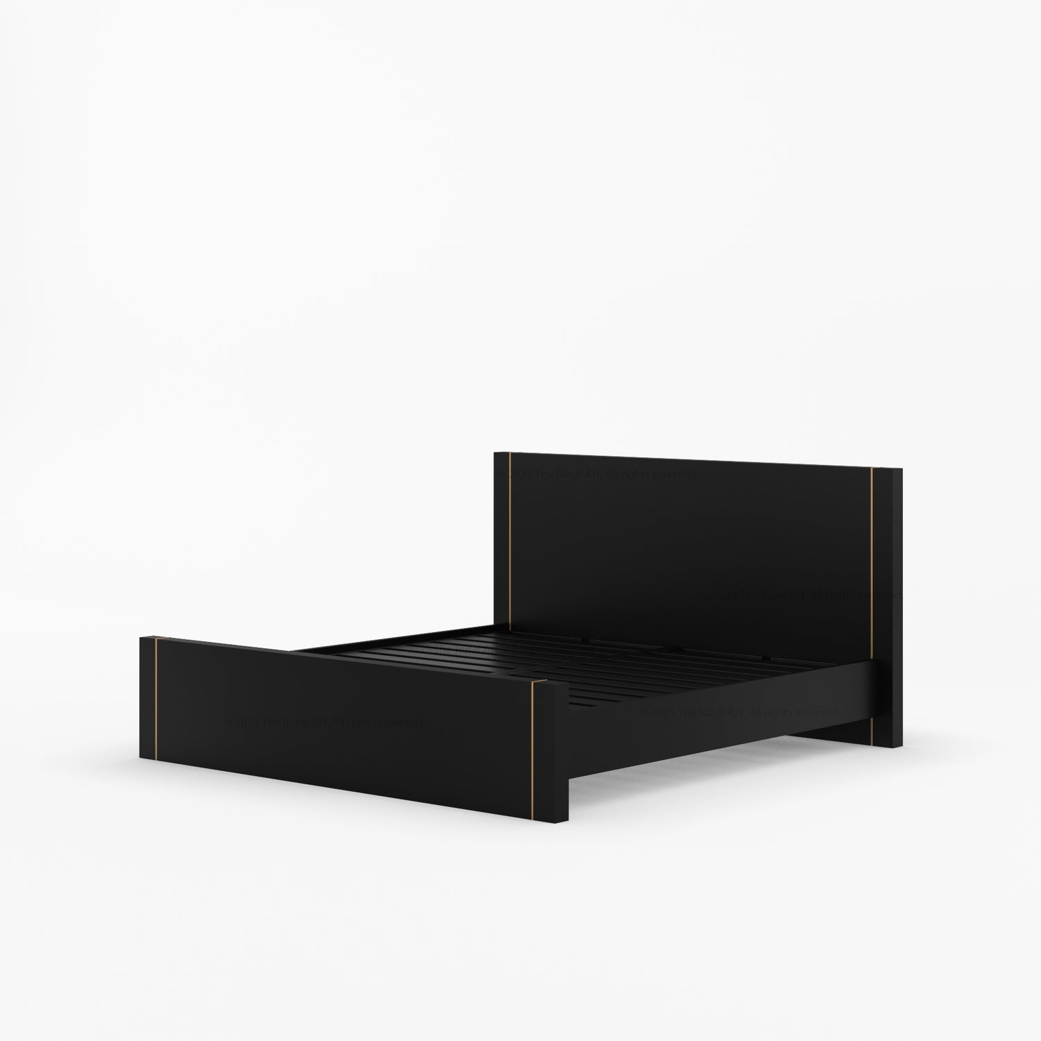 Branson Solid Wood Platform Bed with Subtle Brass Inlay