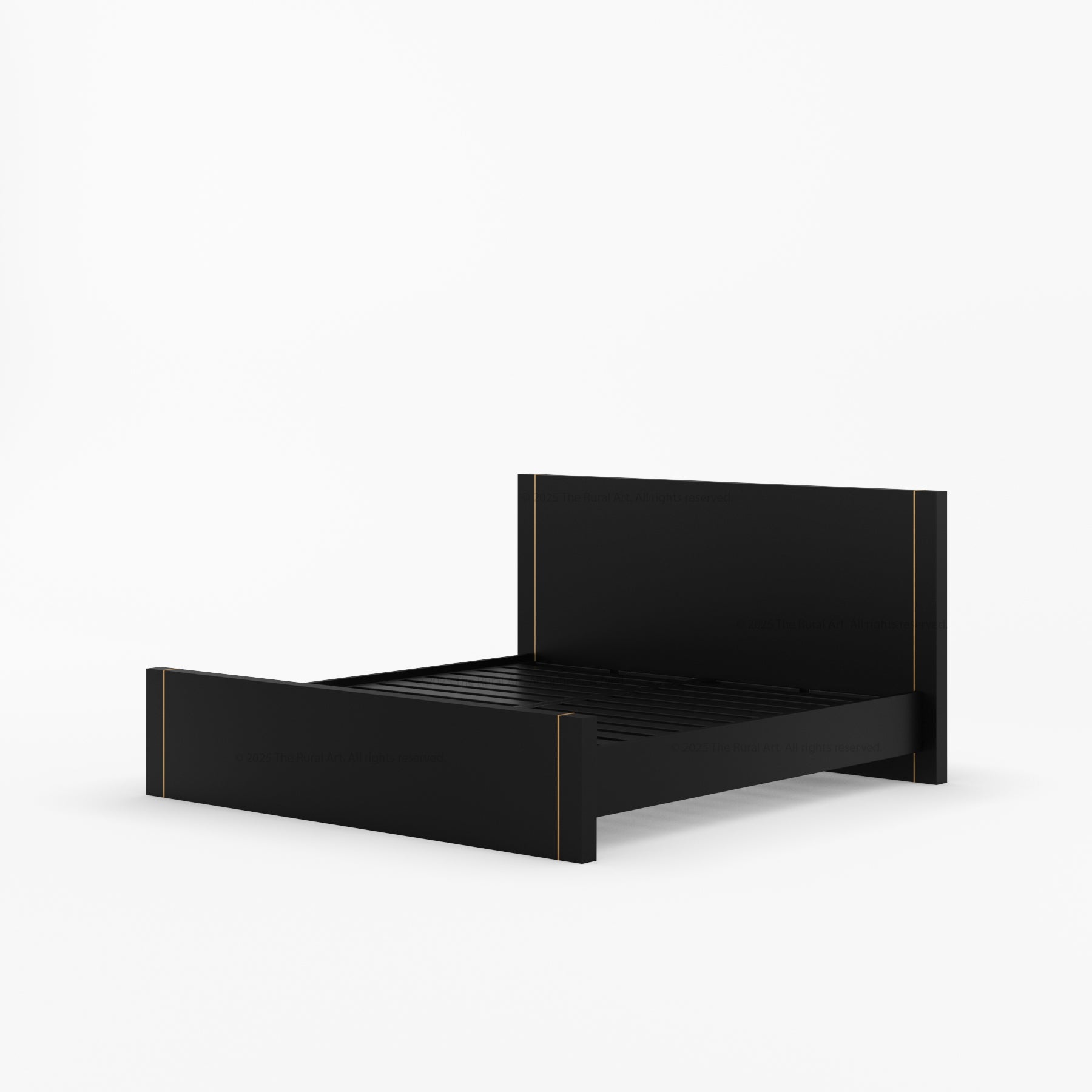Branson Solid Wood Platform Bed with Subtle Brass Inlay