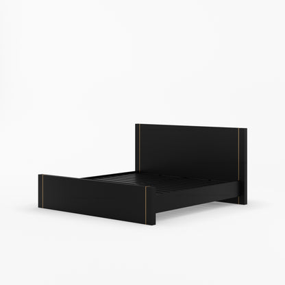 Branson Solid Wood Platform Bed with Subtle Brass Inlay