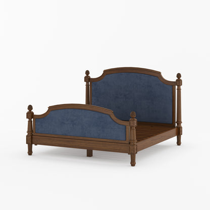 Novato Heritage Solid Wood Bed with Upholstered Headboard &amp; Footboard