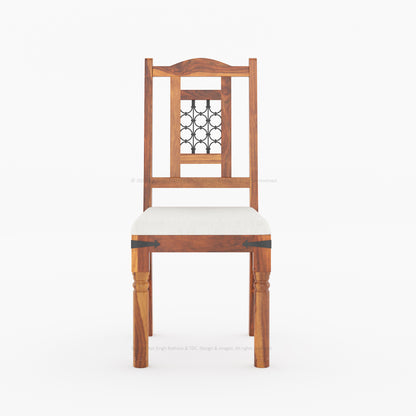 Naples Iron-Grid Solid Wood Dining Chair