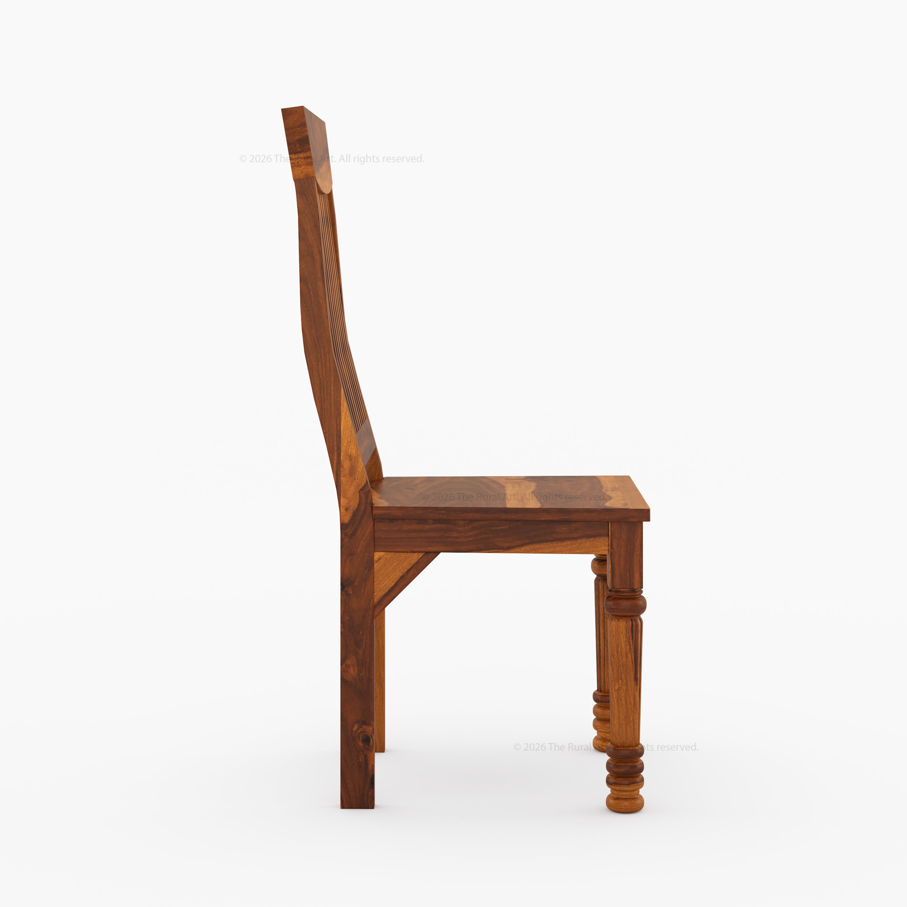 Indiana Solid Wood Slat Back Dining Chair with Turned Fluted Legs
