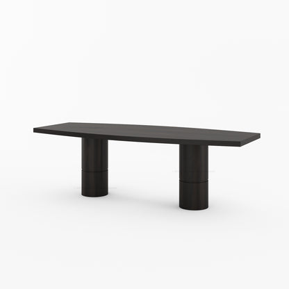 Winslow Sculpted Solid Wood Dining Table with Dual Pedestal Base