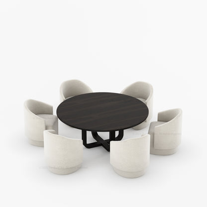 Marysville Round Pedestal Dining Table &amp; Chair Set with Sculptural Curved-Leg Base