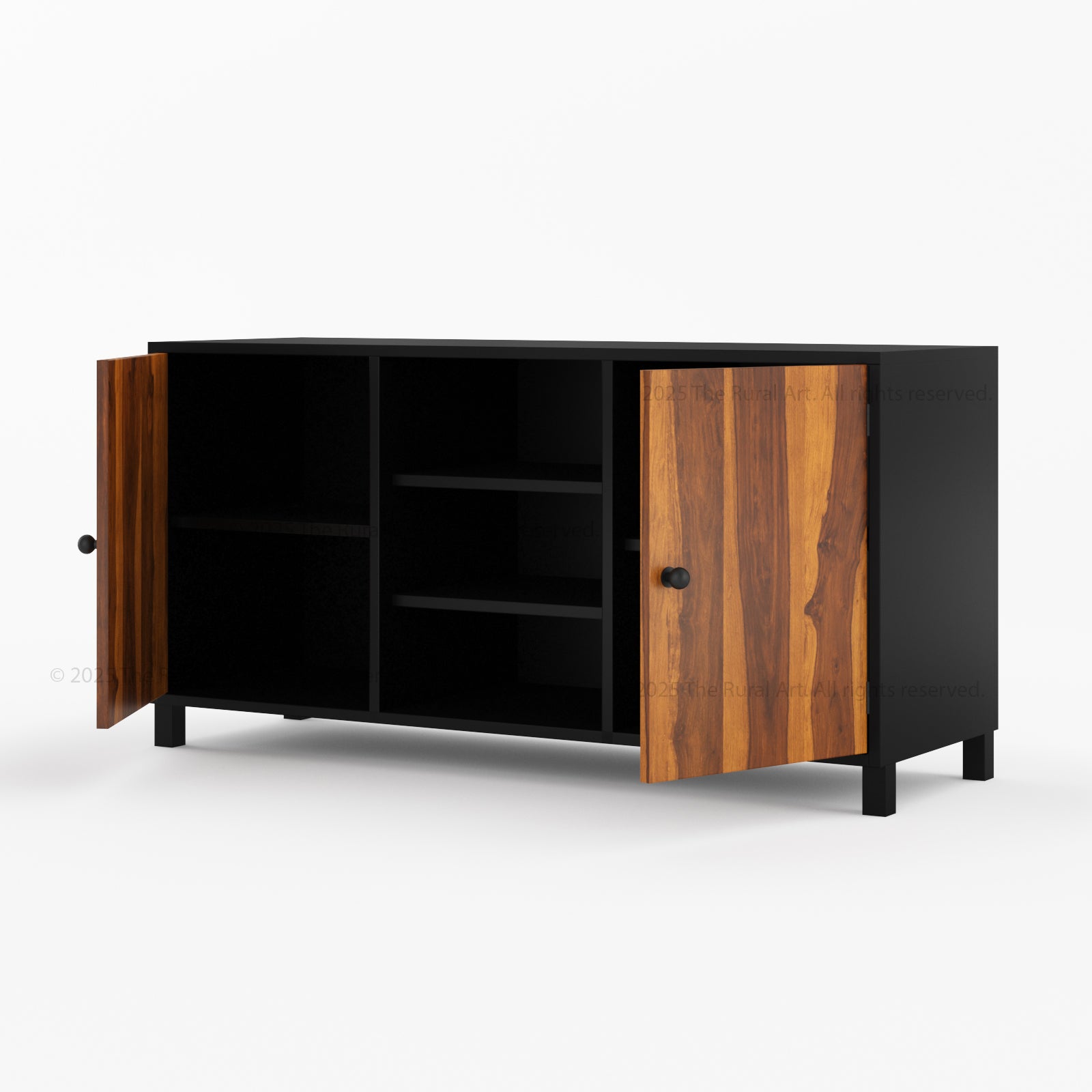 Ashland Real Wood Sideboard Buffet in Dual Tone Black Finish