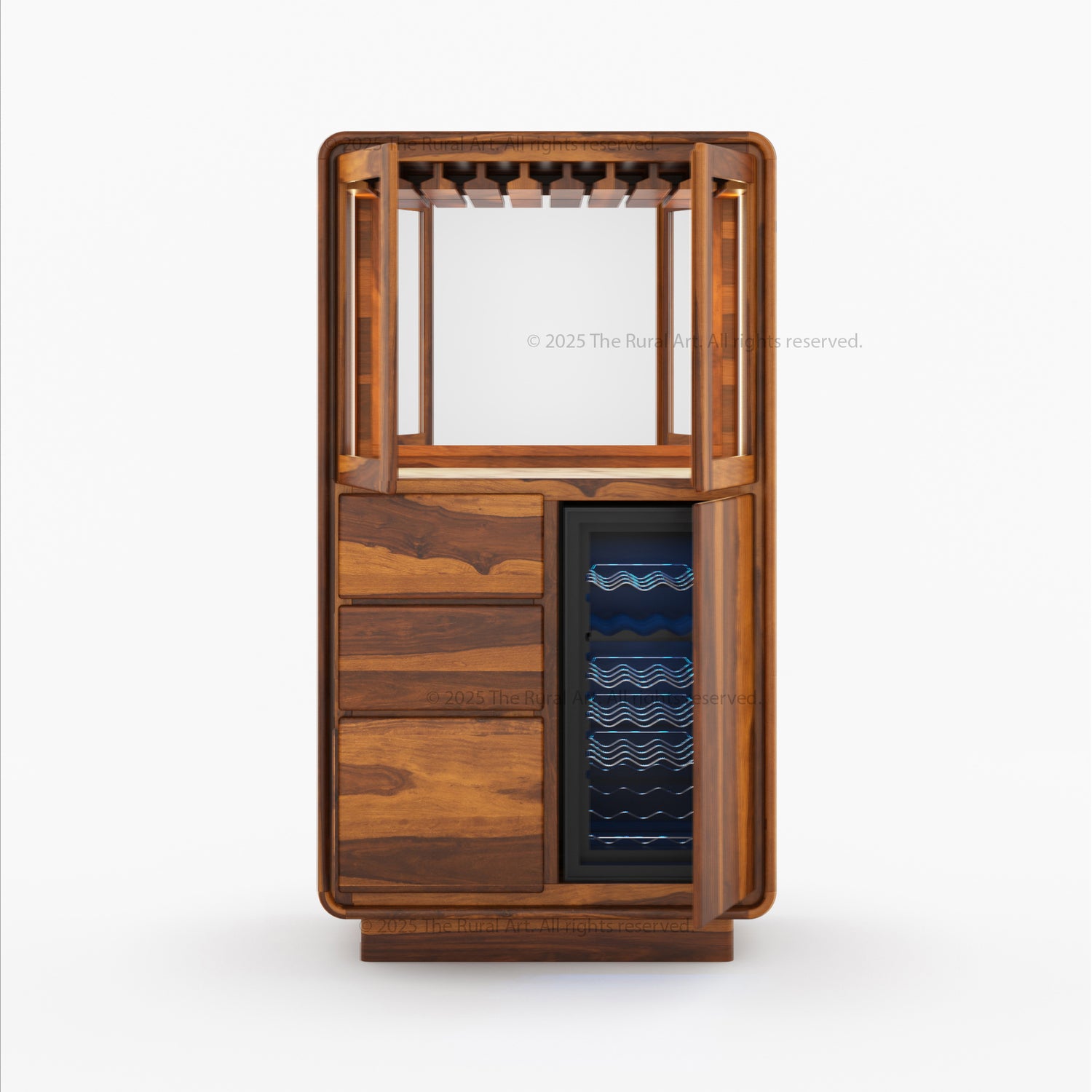 Bellevue Solid Wood Bar Cabinet with Dedicated Refrigeration Space