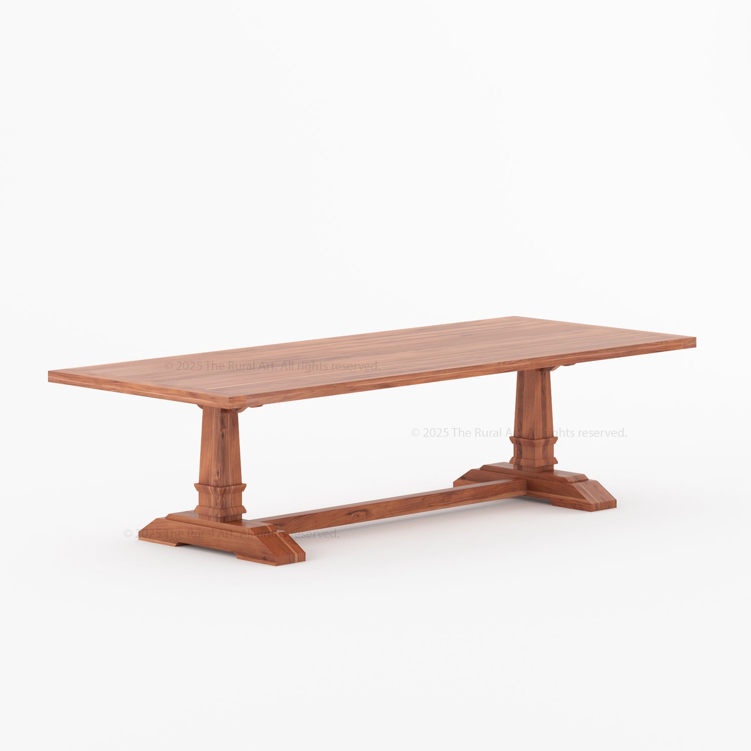 Roseville Solid Wood Trestle Dining Table with Pedestal Base Farmhouse Style
