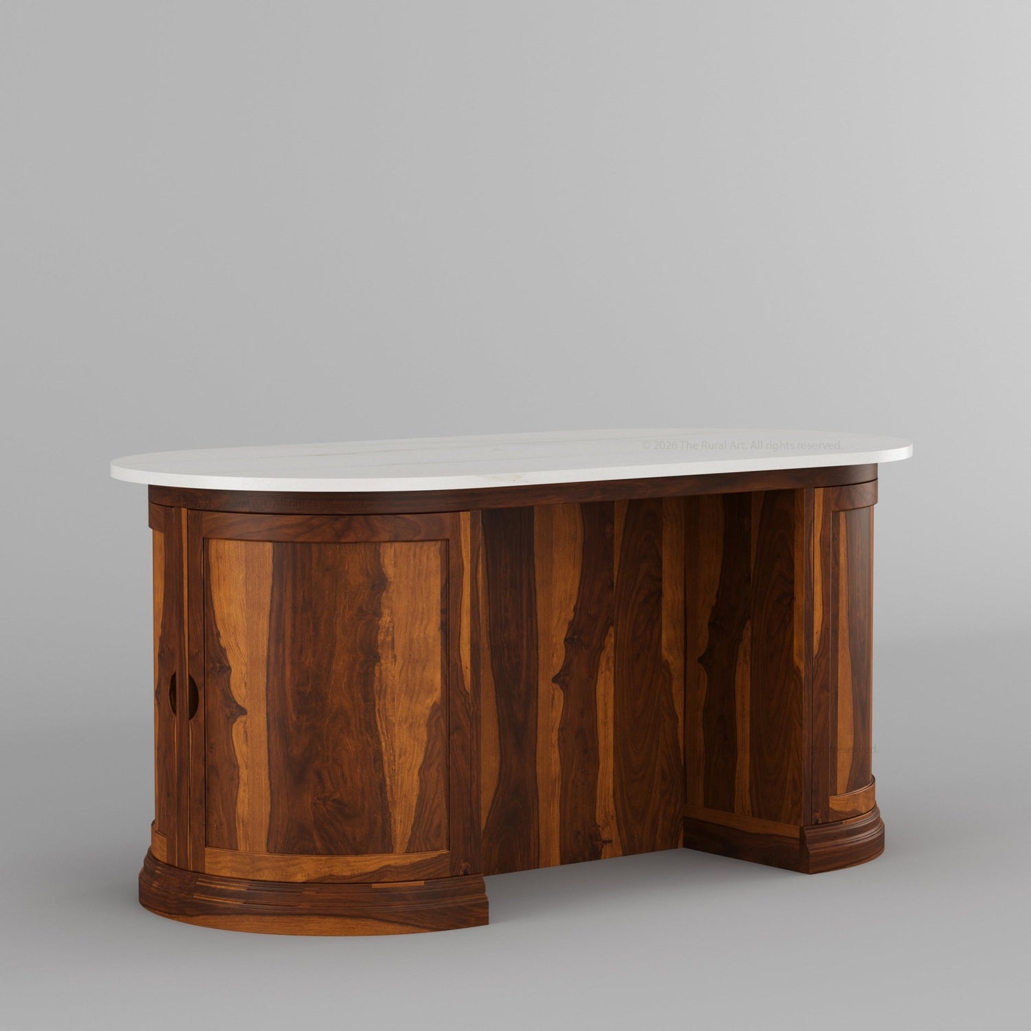 Harrison Solid Wood Oval Kitchen Island with Storage &amp; Optional Seating