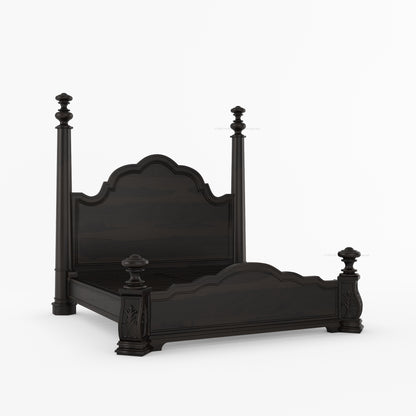 Alexander Hand-Carved Solid Wood Four Poster Bed