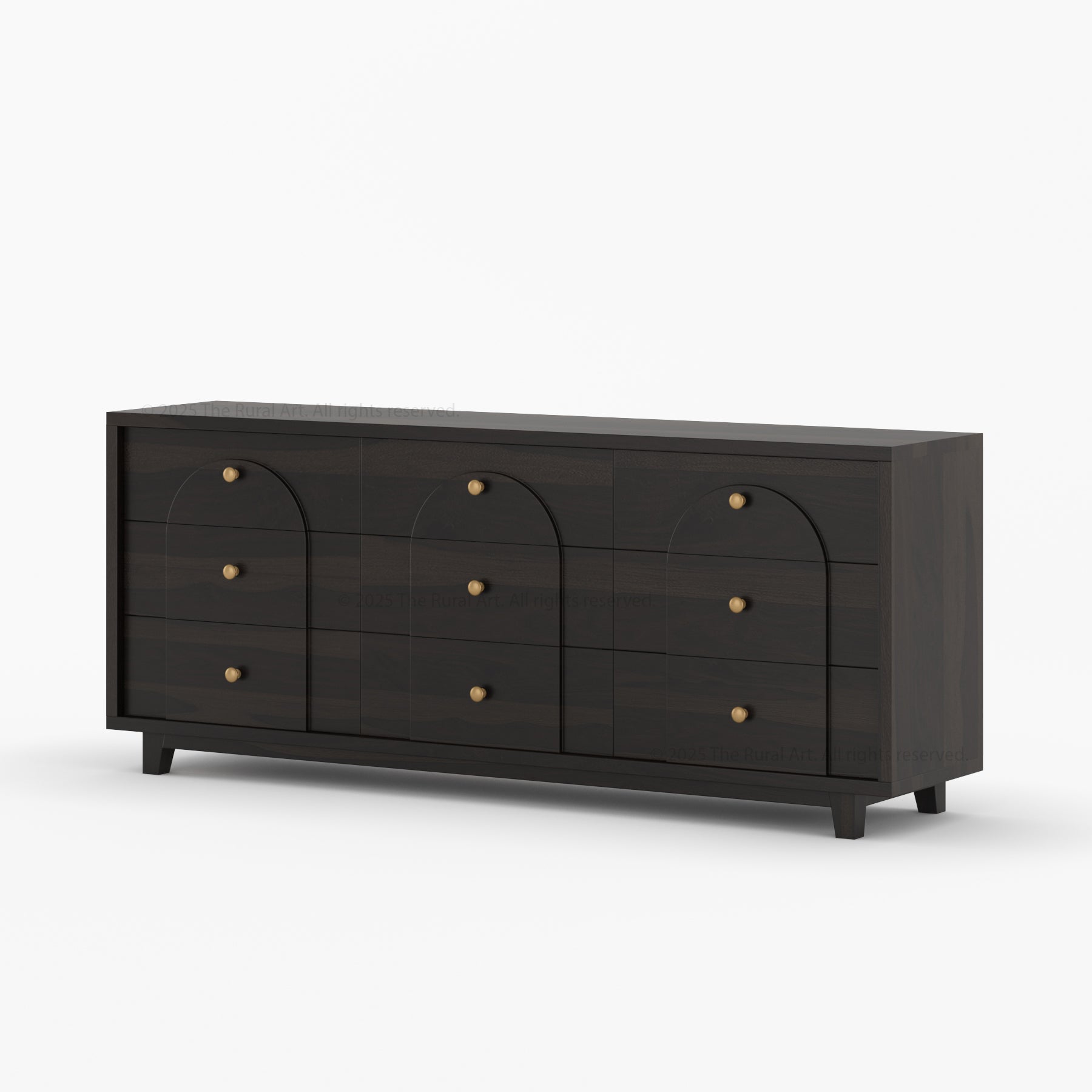 Livingston Solid Wood Dresser with Arched Front &amp; Brass Knobs