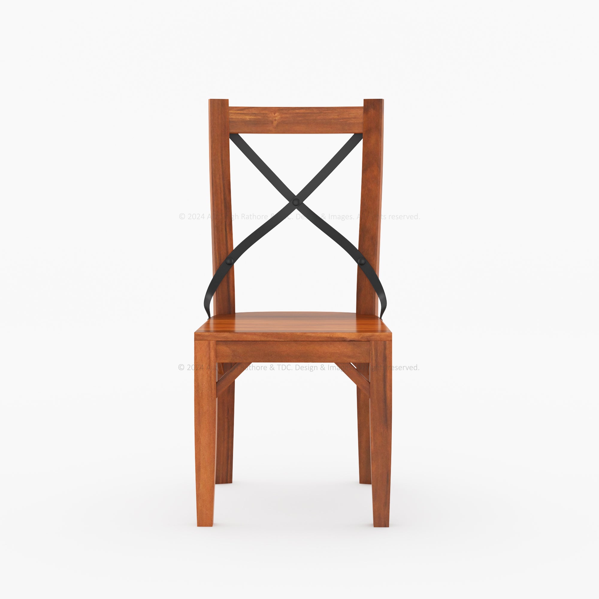 Troy Solid Wood Dining Chair with Iron Back Support