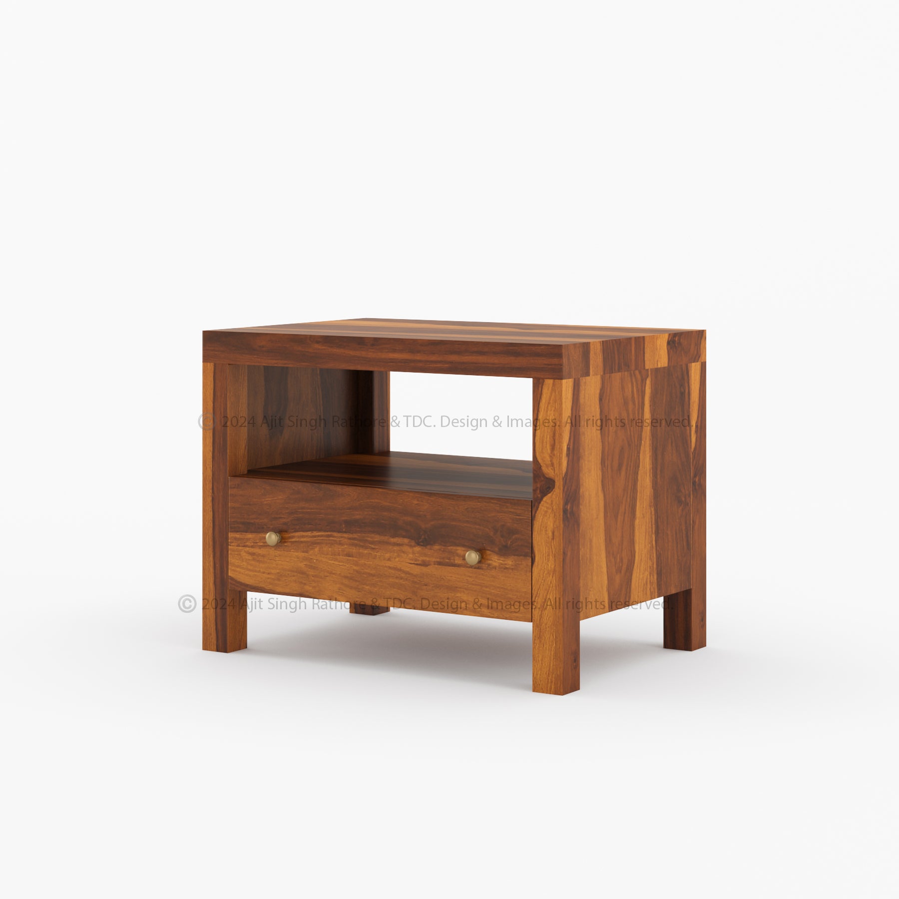 Lompoc Premium Solid Indian Rosewood Nightstand with Drawers