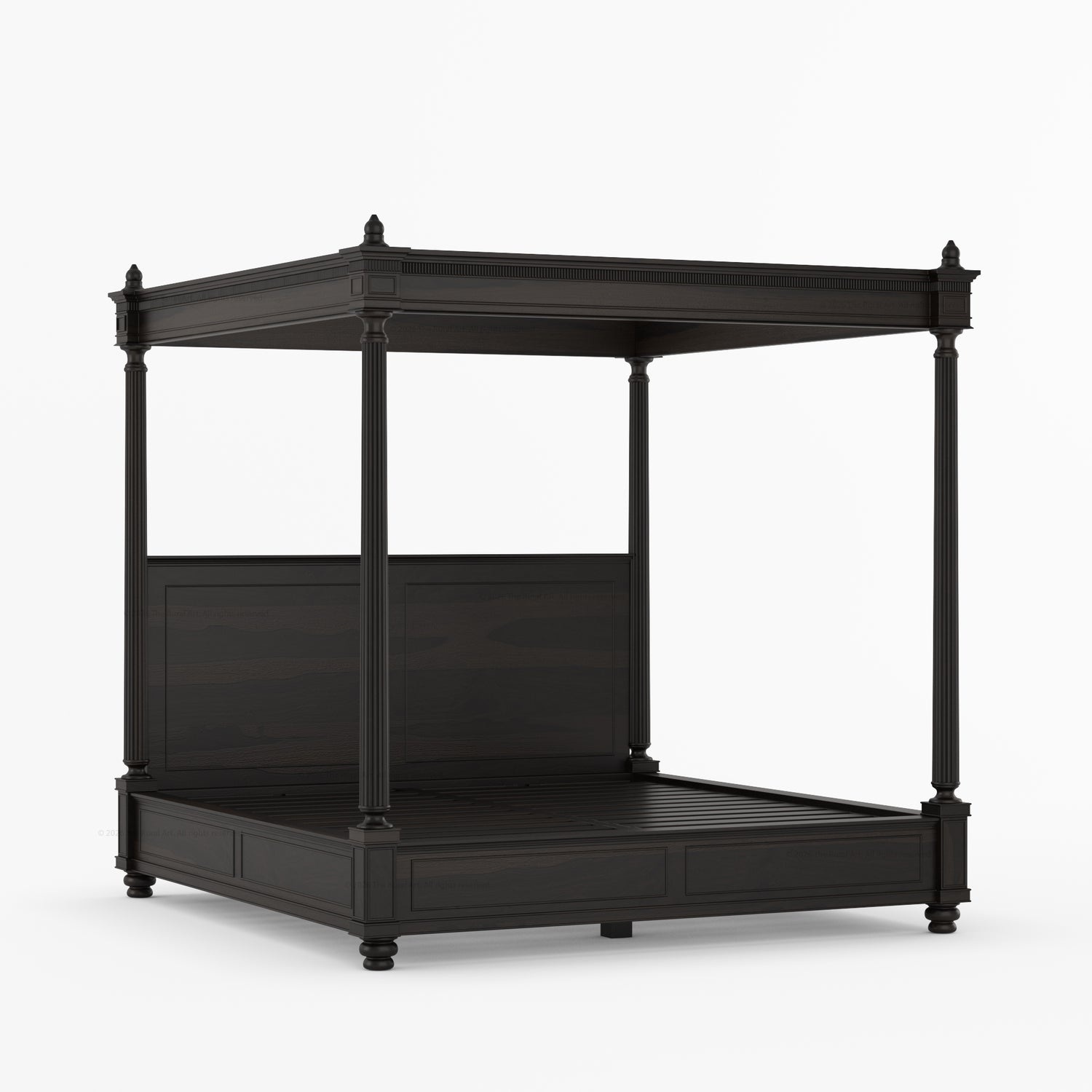 Kingman Grand Solid Wood Canopy Bed with Fluted Column Details