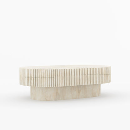 Cullman Teak Wood Oval Fluted Coffee Table