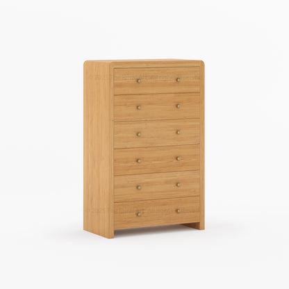 Garland Solid Wood Tall Dresser 6 Drawer Chest with Rounded Edges