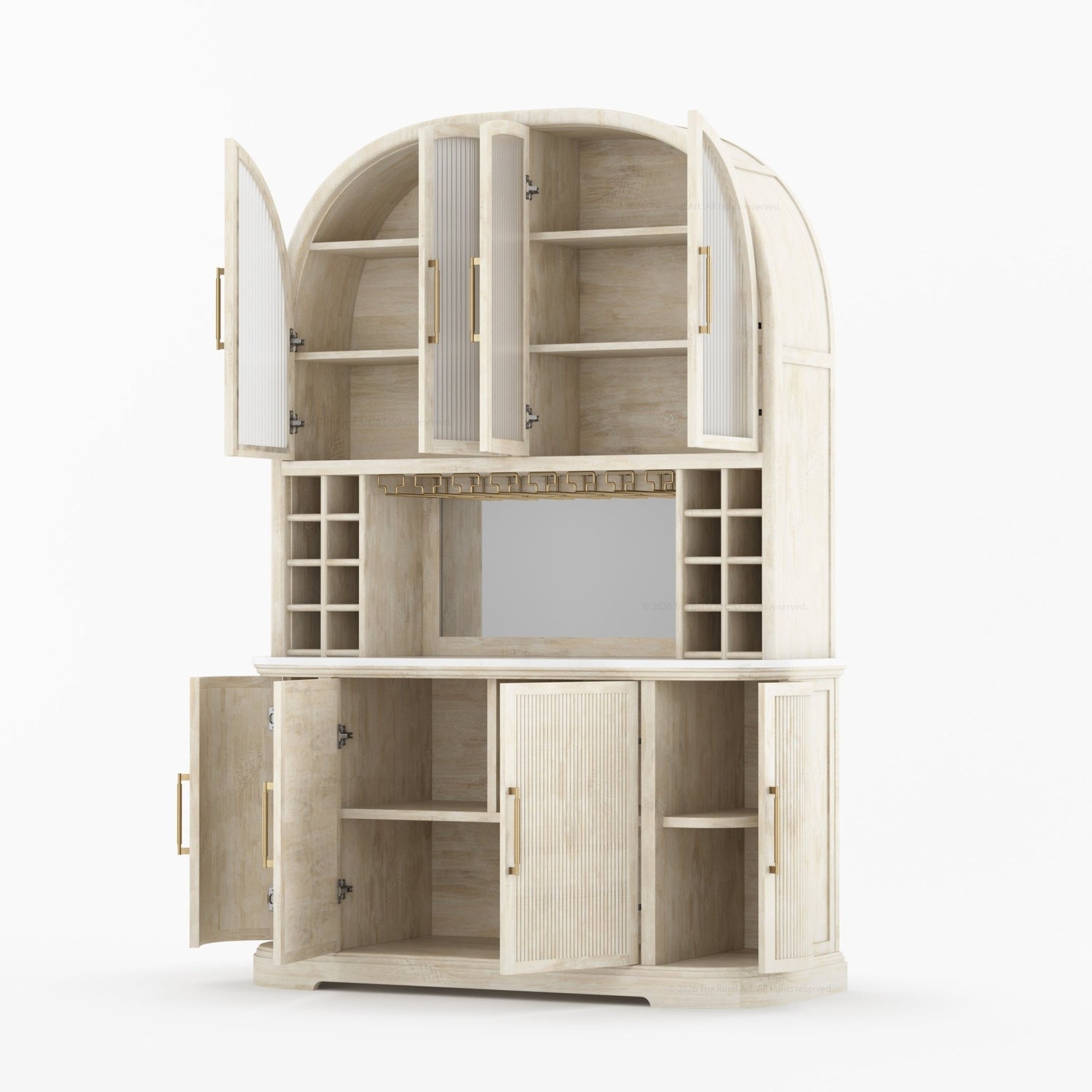 Tuscany Arched Wine Bar Cabinet with Makrana Marble