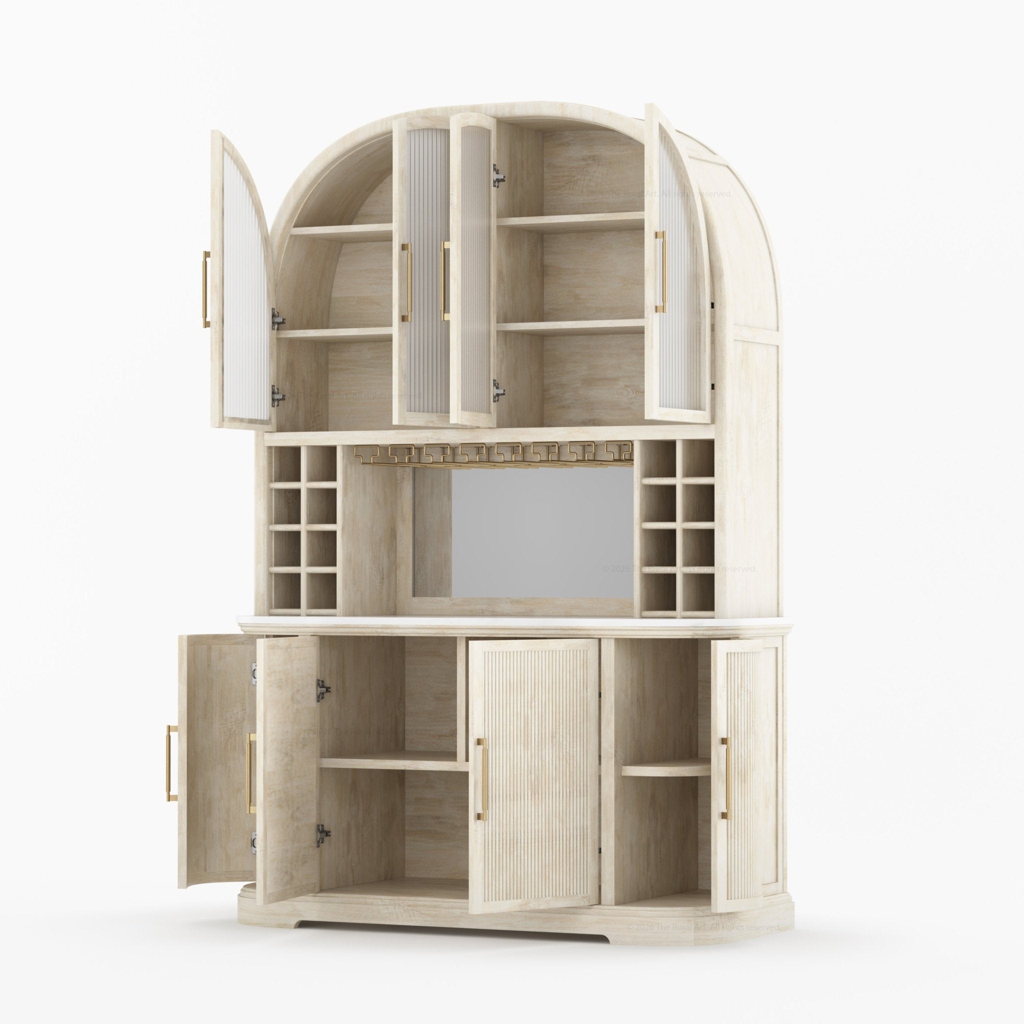 Tuscany Arched Wine Bar Cabinet with Makrana Marble
