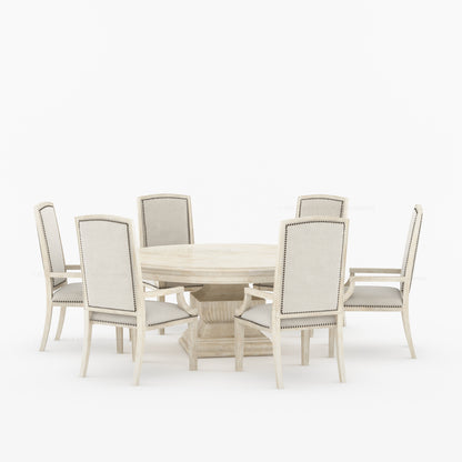 Scottsdale Round Pedestal Solid Wood Dining Set with Upholstered High-Back Chairs