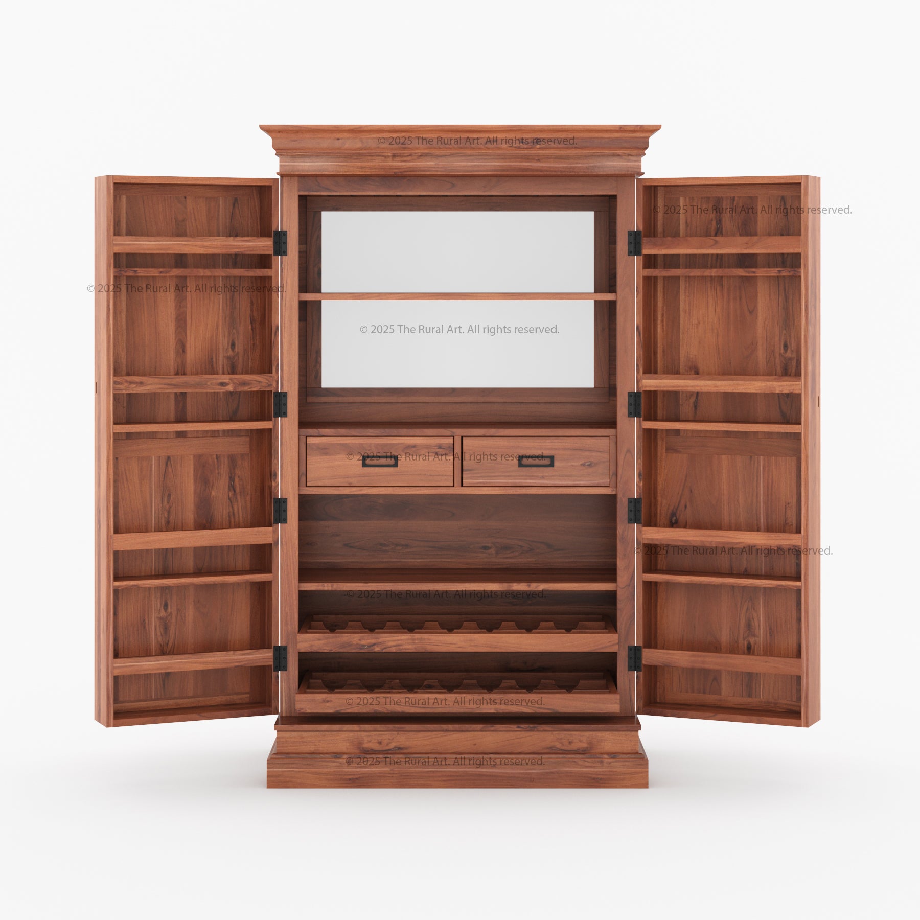 Melinda Solid Wood Bar Cabinet with Storage &amp; Wine Rack